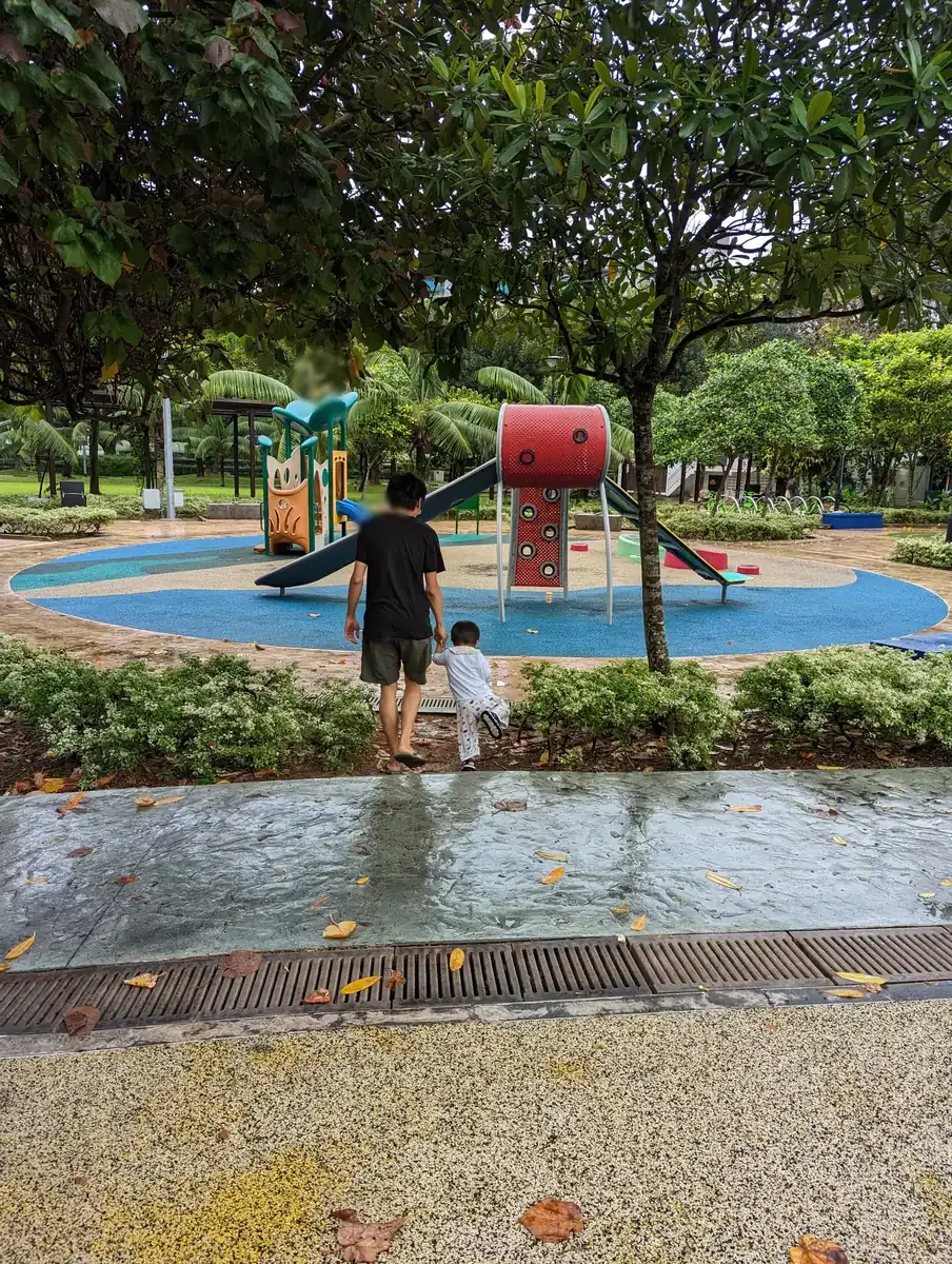 The drum tower and slides at Marine Cove playground, East Coast Park.